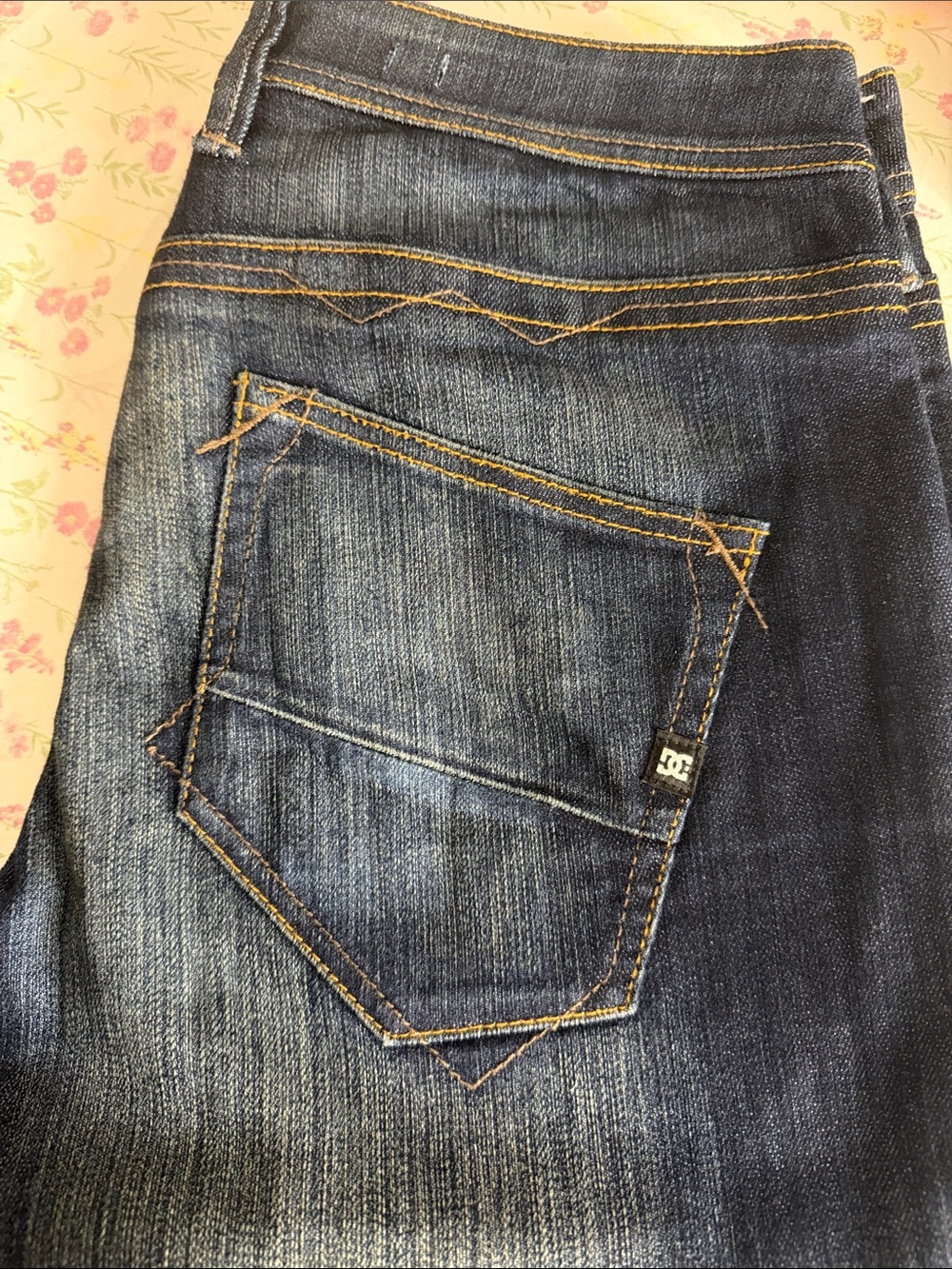 DC Men’s Dark Blue Skinny Jeans with Contrast Stitching